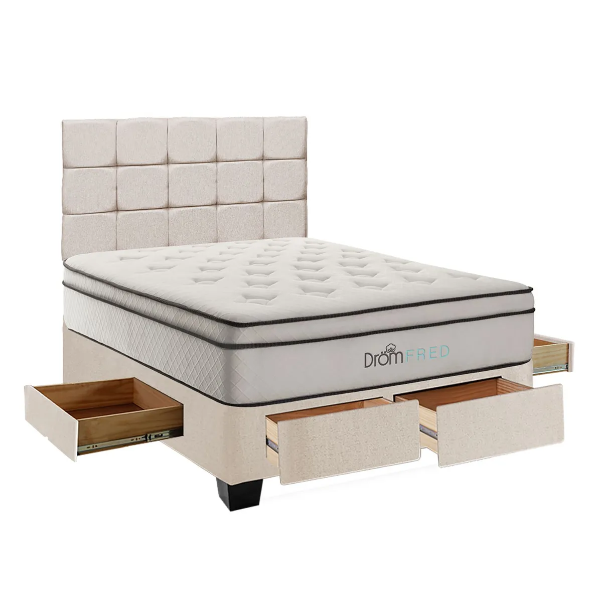 DROM - Dormitorio con Cajones Fred 2 Plz + 2 Almohadas Viscoelásticas + Protector