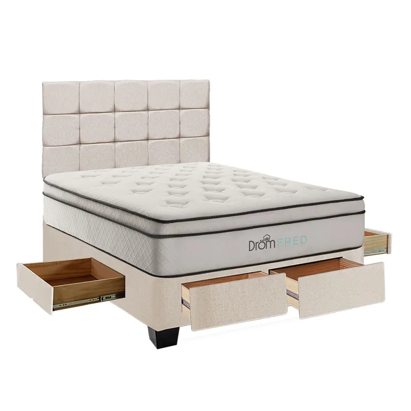 DROM - Dormitorio con Cajones Fred 2 Plz + 2 Almohadas Viscoelásticas + Protector