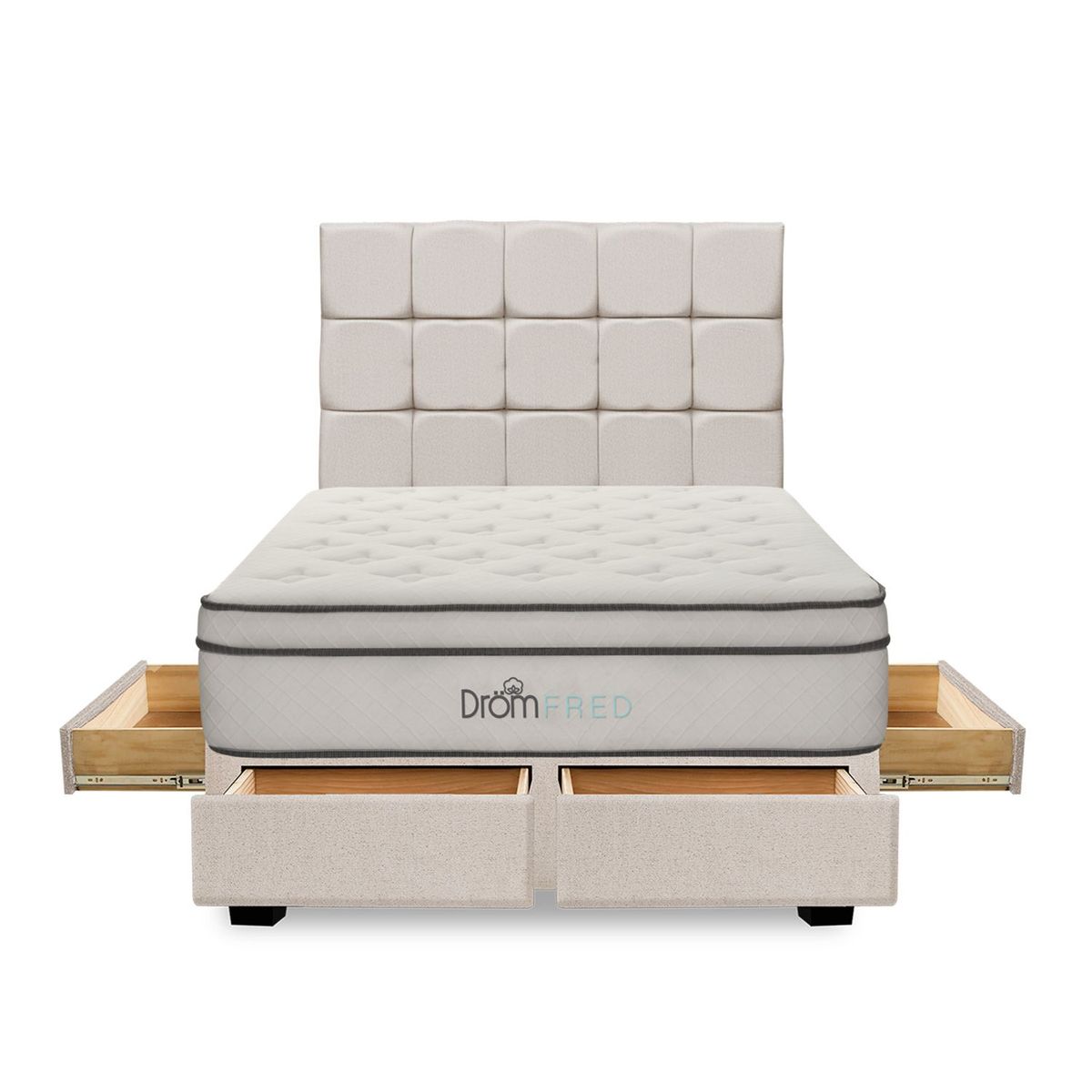 DROM - Dormitorio con Cajones Fred 2 Plz + 2 Almohadas Viscoelásticas + Protector