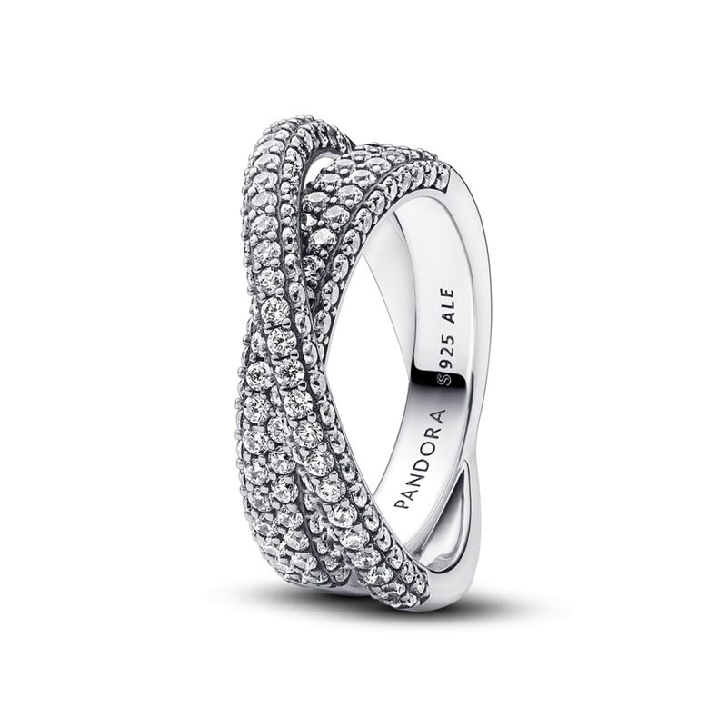 PANDORA - Anillo Doble Cruzado Pavé Timeless