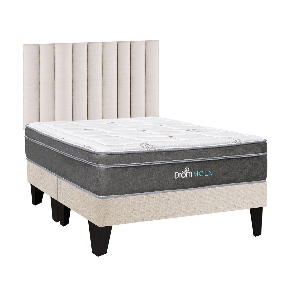 DROM - Dormitorio Europeo Moln King + 2 Almohadas Viscoelásticas y Protector