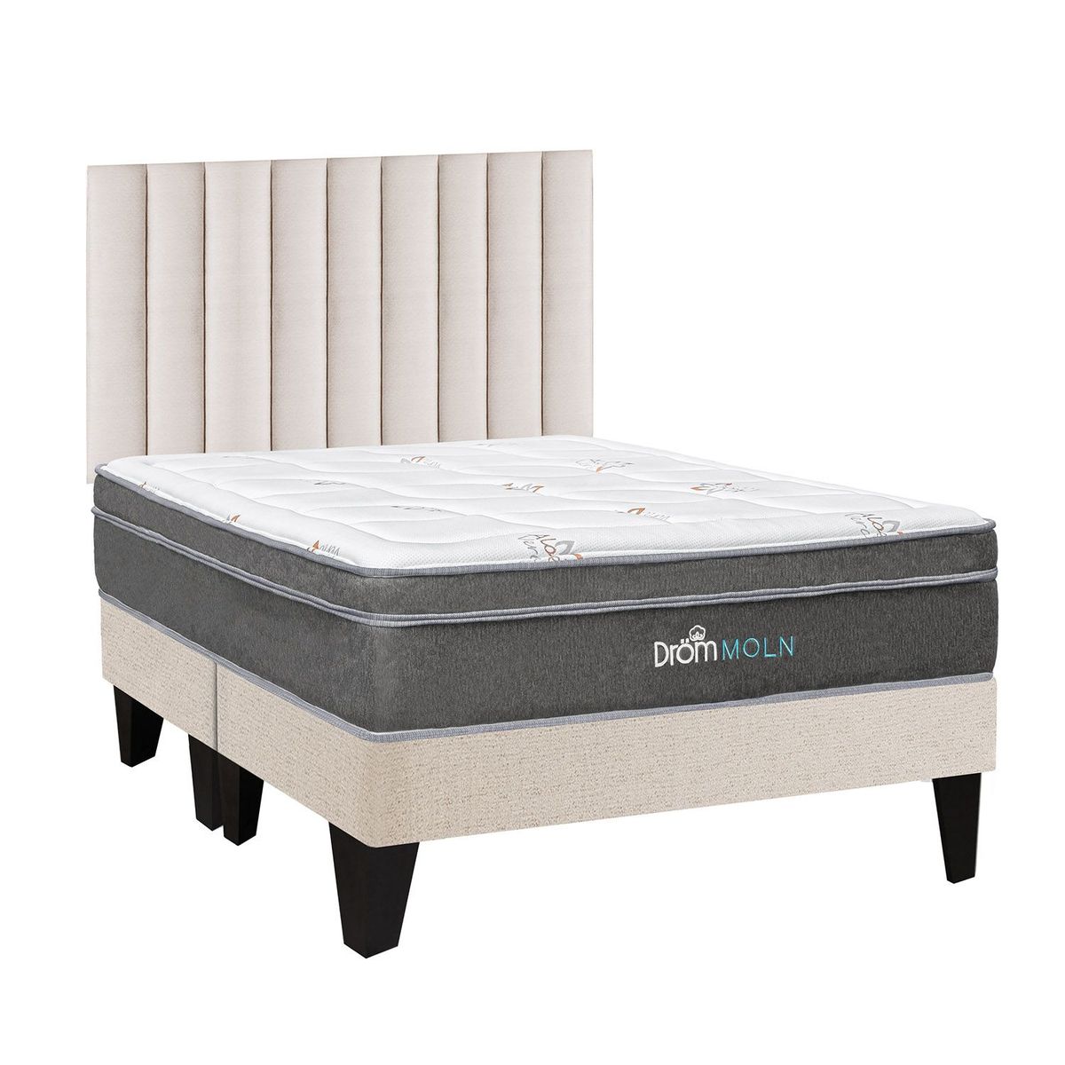 DROM - Dormitorio Europeo Moln King + 2 Almohadas Viscoelásticas y Protector