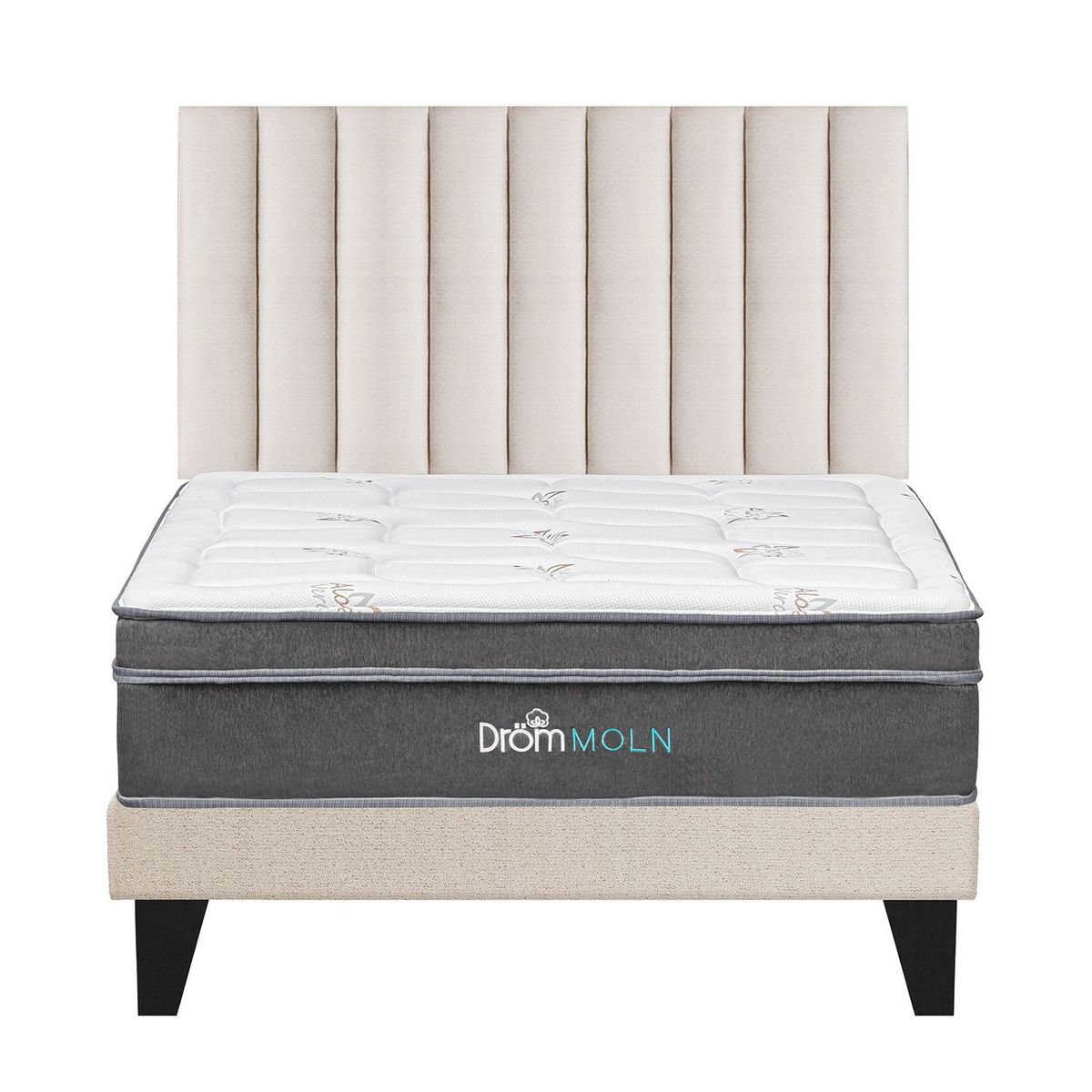 DROM - Dormitorio Europeo Moln King + 2 Almohadas Viscoelásticas y Protector