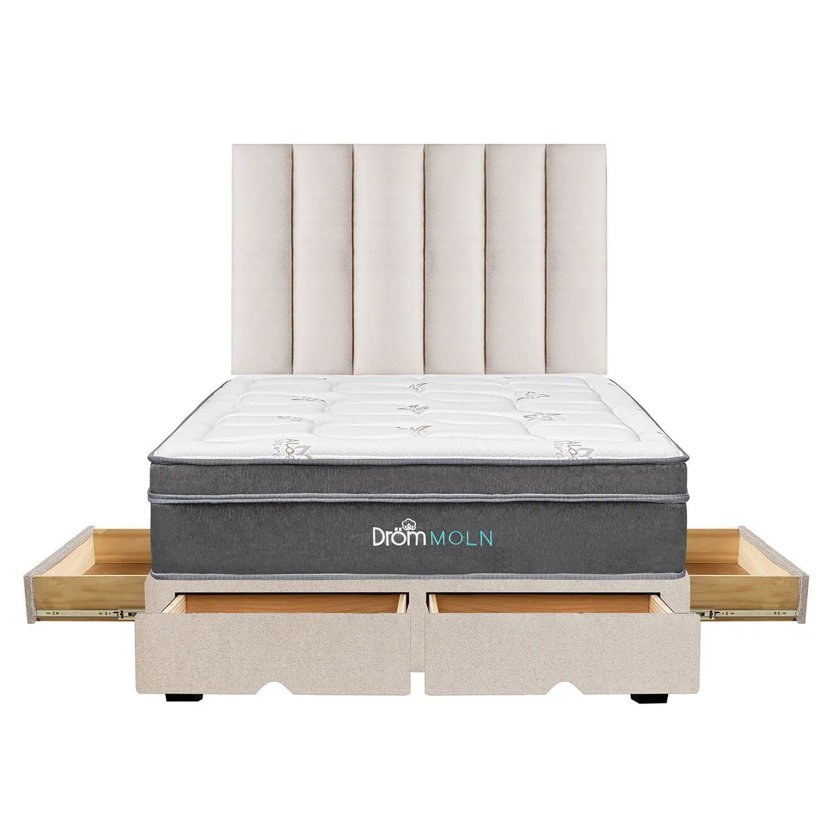 DROM - Dormitorio con Cajones Moln 2Plz + 2 Almohadas Viscoelásticas y Protector