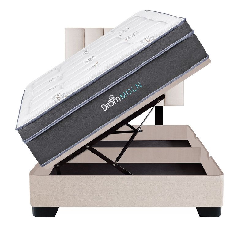 DROM - Dormitorio Boxet Moln Queen + 2 Almohadas Viscoelásticas + Protector