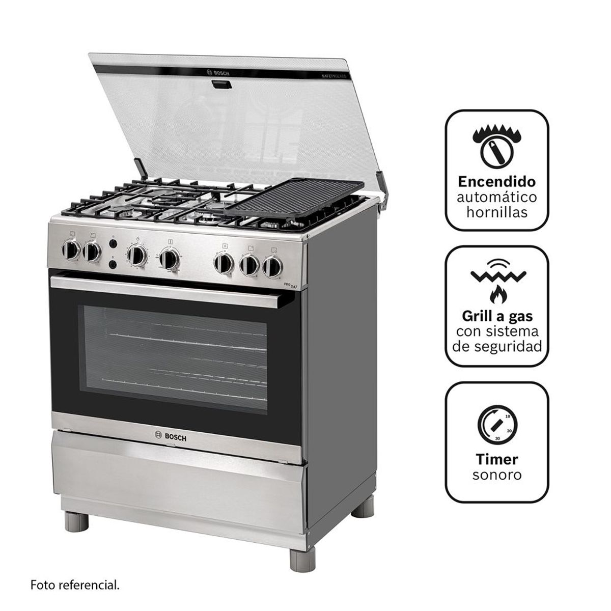 BOSCH - Cocina A Gas 5 Hornillas Pro 547 Max