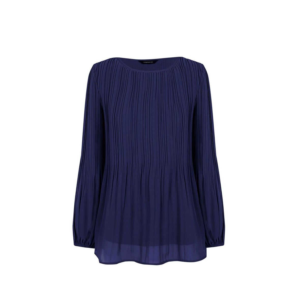 CORTEFIEL - Blusa Manga Larga Plisada Mujer Cortefiel