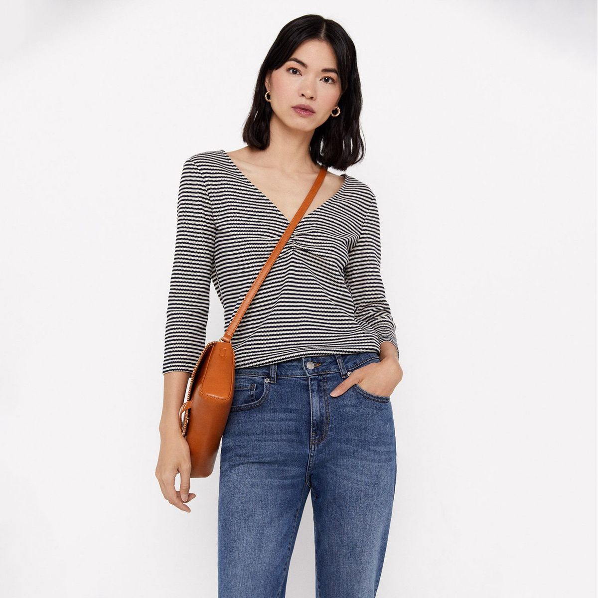 CORTEFIEL - Camiseta Ml Textura Rayas