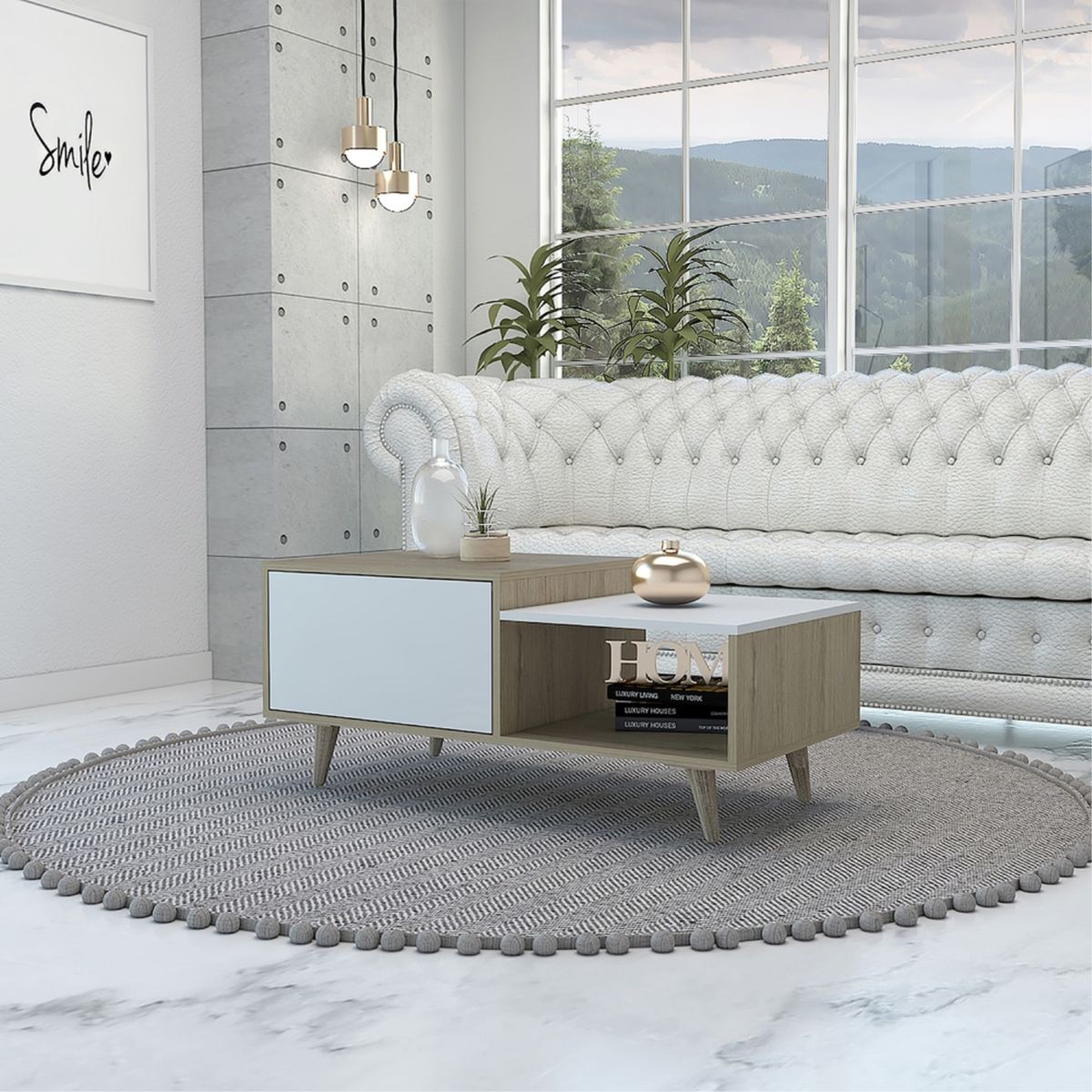 TUHOME - Mesa de Centro Bora Blanco