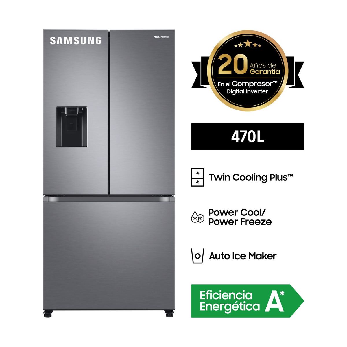 SAMSUNG - Refrigeradora French Door 470L RF49A5202S9