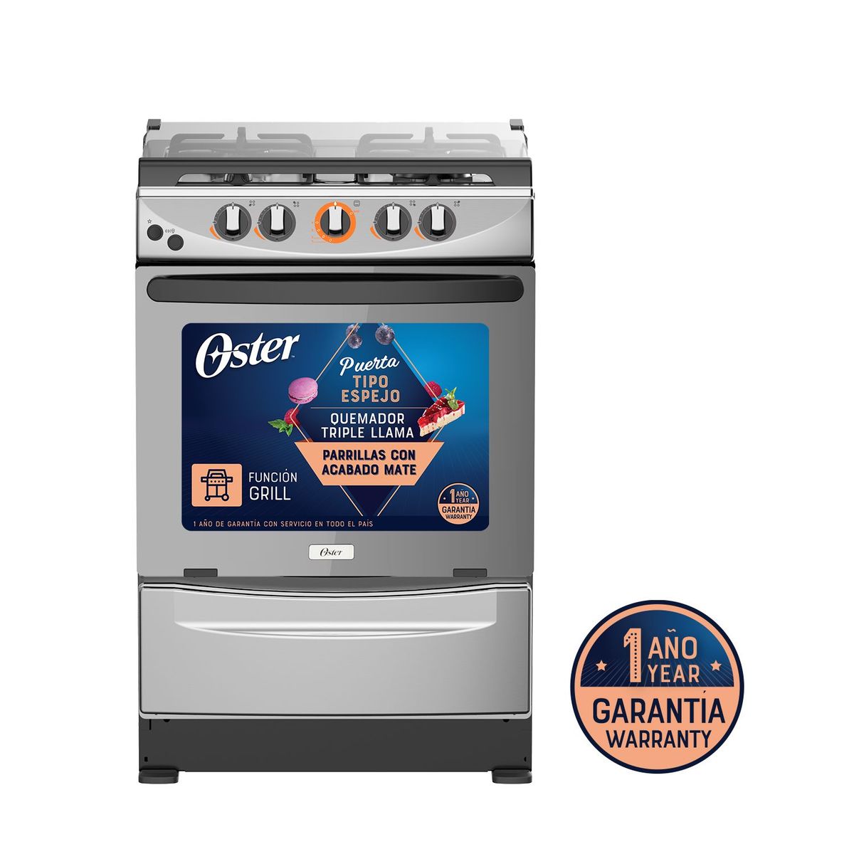 OSTER - Cocina Oster 24" Os-pgsgmica24hsgm Función Grill Triple Llama 