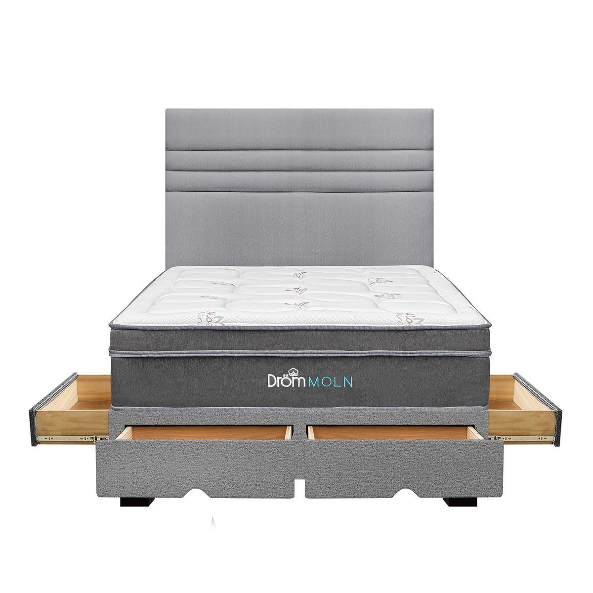 DROM - Dormitorio con Cajones Moln Line  2Plz + 2 Almohadas Viscoelásticas y Protector