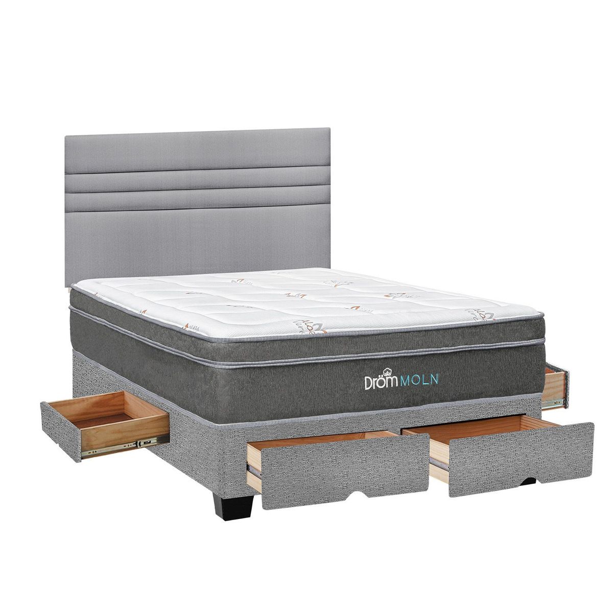 DROM - Dormitorio con Cajones Moln Line  2Plz + 2 Almohadas Viscoelásticas y Protector