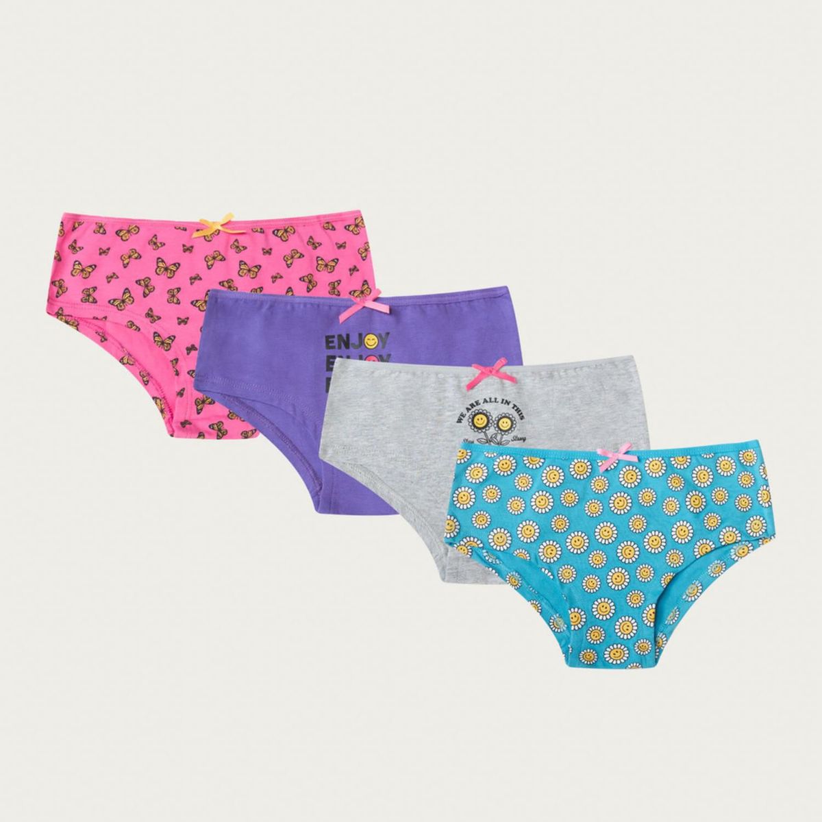 PALMERS - Pack X4 Calzones Niña Corte Bikini Algodón Palmers