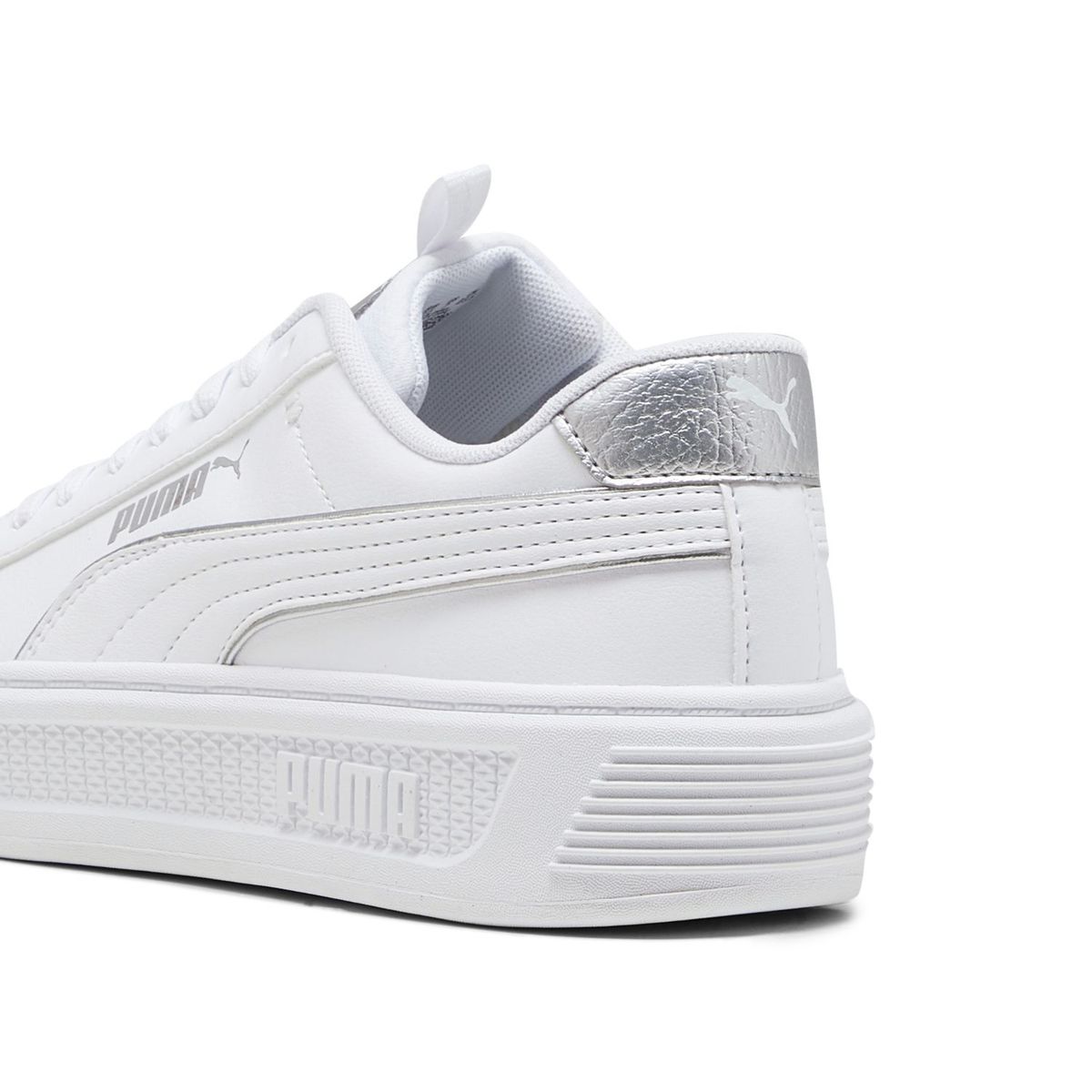 PUMA - Zapatillas Urbanas Mujer Smash Platform V3 Pop Up Metallics blanco