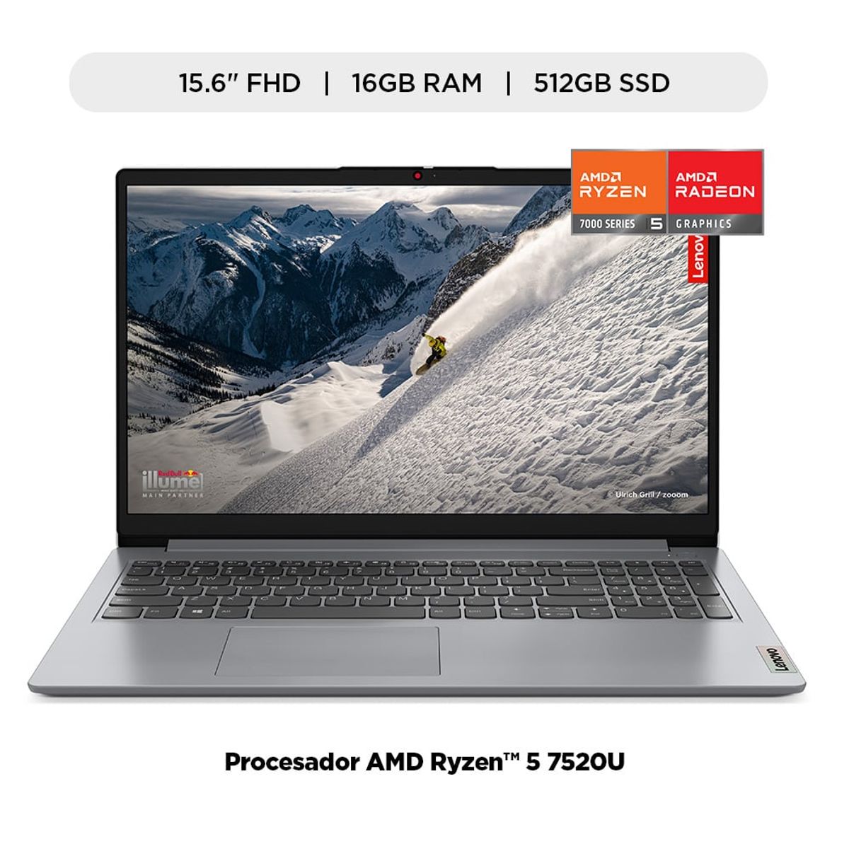 LENOVO - Laptop Lenovo AMD Ryzen 5 16GB 512GB SSD Ideapad 1 Serie 7520u 15.6"