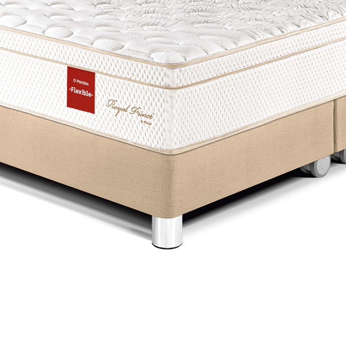 PARAISO - Cama Box Tarima Royal Prince Flexible King + 2 Almohadas Viscoelásticas + Protector