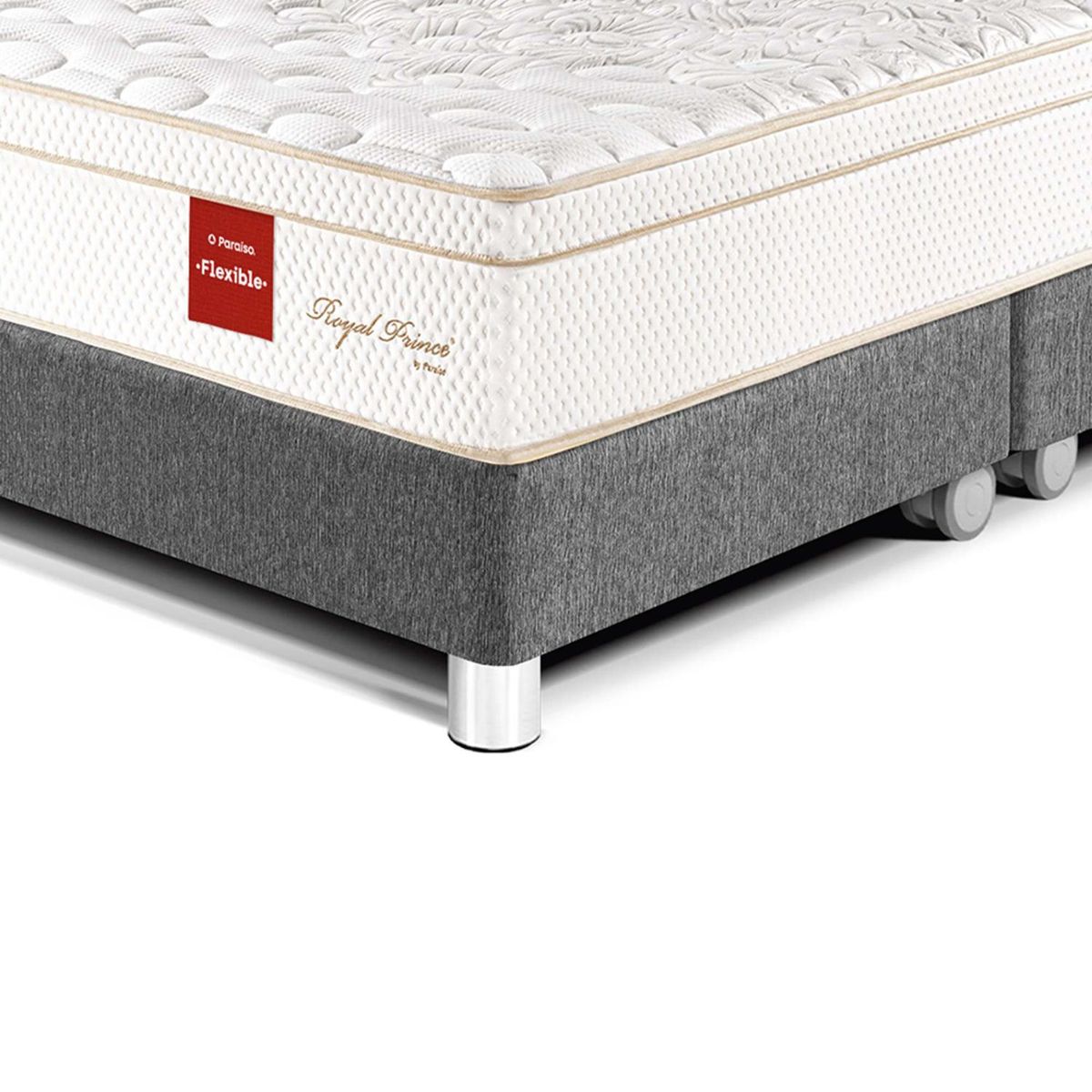 PARAISO - Cama Box Tarima Royal Prince Flexible King + 2 Almohadas Viscoelásticas + Protector