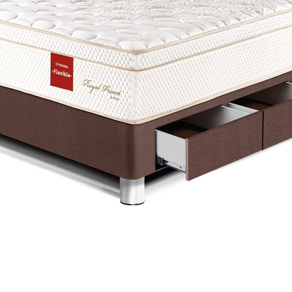 PARAISO - Cama Con Cajones Royal Prince Flexible 1.5 Plz + 1 Almohada Viscoelástica