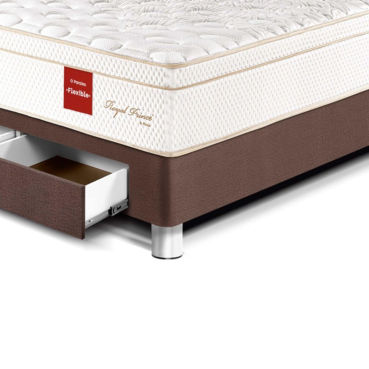 PARAISO - Cama Con Cajones Royal Prince Flexible 2 Plz + 2 Almohadas Viscoelásticas + Protector