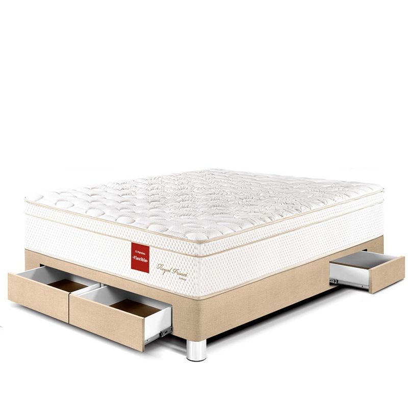 PARAISO - Cama Con Cajones Royal Prince Flexible 2 Plz + 2 Almohadas Viscoelásticas + Protector