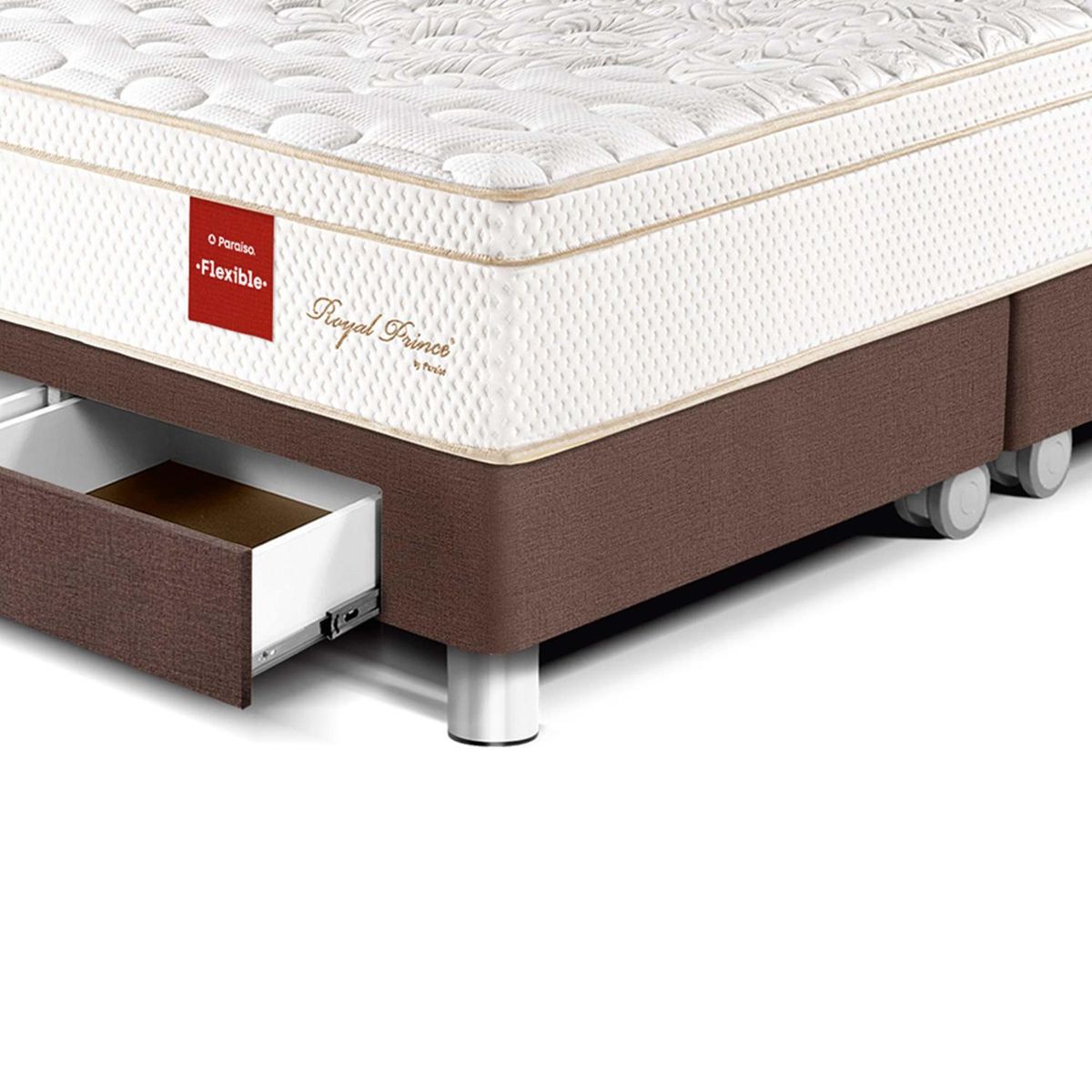 PARAISO - Cama Con Cajones Royal Prince Flexible Queen + 2 Almohadas Viscoelásticas
