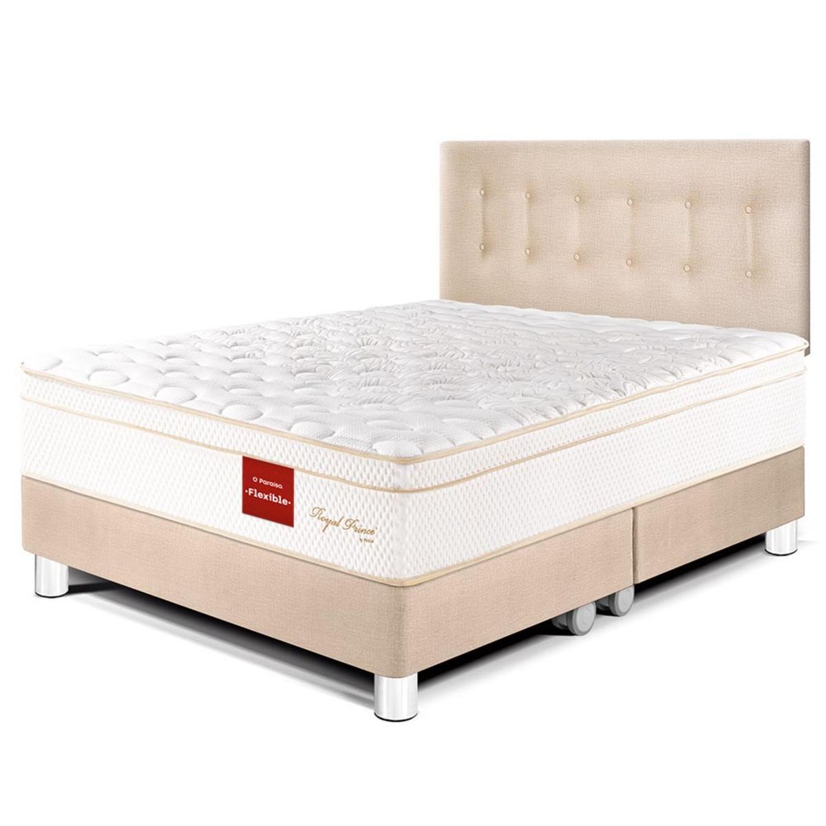 PARAISO - Dormitorio Royal Prince Flexible Queen + 2 Almohadas Viscoelásticas