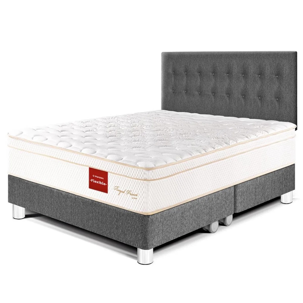 PARAISO - Dormitorio Royal Prince Flexible King + 2 Almohadas Viscoelásticas + Protector