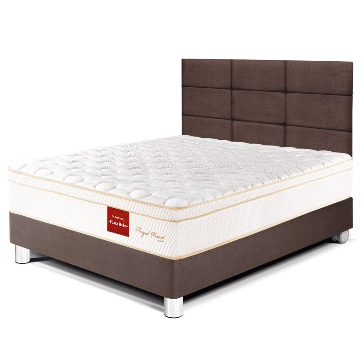 PARAISO - Dormitorio Royal Prince Flexible Blocks 1.5 Plz Chocolate + 1 Almohada Viscoelástica