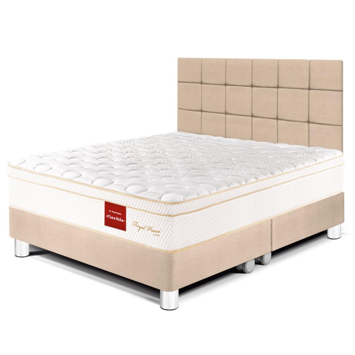 PARAISO - Dormitorio Royal Prince Flexible Blocks King + 2 Almohadas Viscoelásticas + Protector