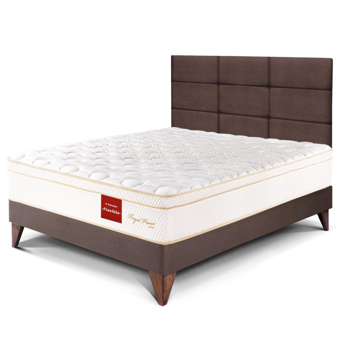 PARAISO - Dormitorio Europeo Royal Prince Flexible Blocks 1.5 Plz Chocolate + 1 Almohada Viscoelástica