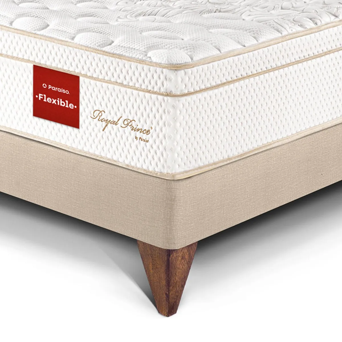 PARAISO - Dormitorio Europeo Royal Prince Flexible Blocks Queen + 2 Almohadas Viscoelásticas