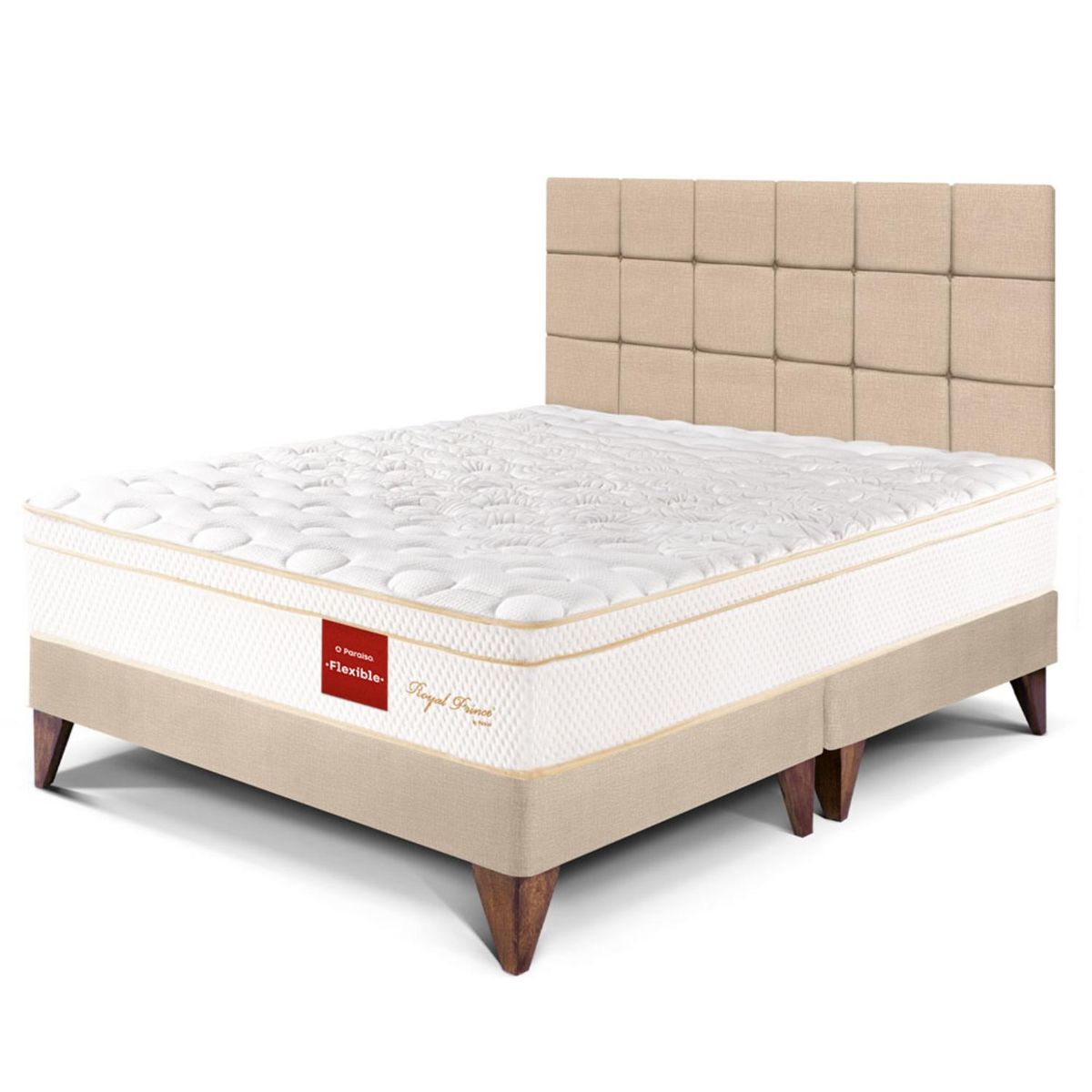 PARAISO - Dormitorio Europeo Royal Prince Flexible Blocks King + 2 Almohadas Viscoelásticas