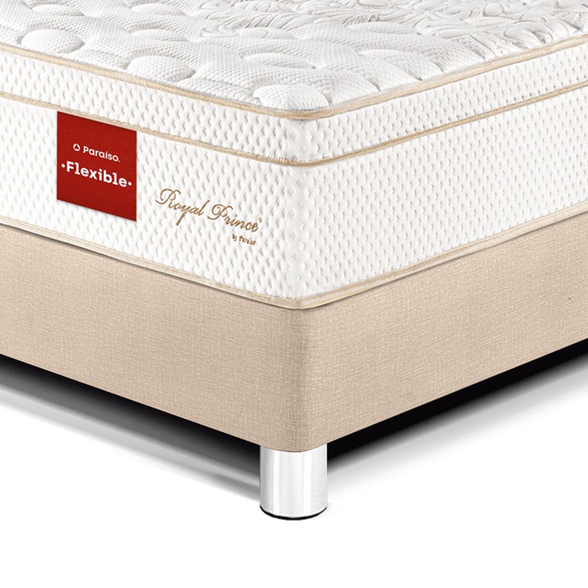 PARAISO - Dormitorio Royal Prince Flexible Gold 1.5 Plz Champagne + 1 Almohada Viscoelástica