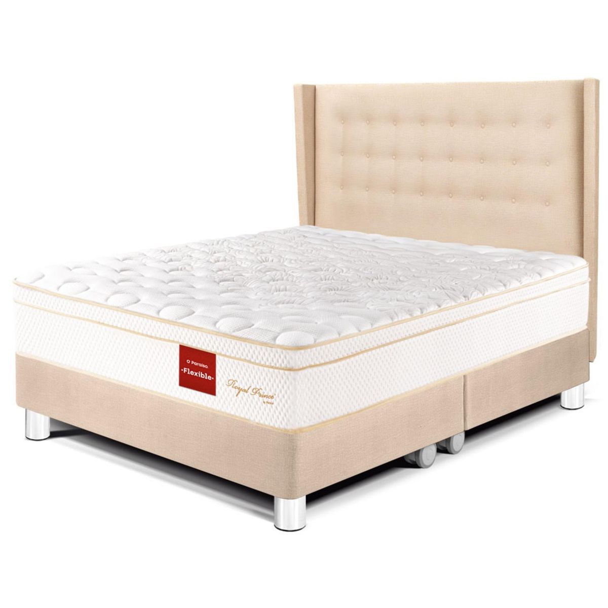 PARAISO - Dormitorio Royal Prince Flexible Gold King + 2 Almohadas Viscoelásticas + Protector