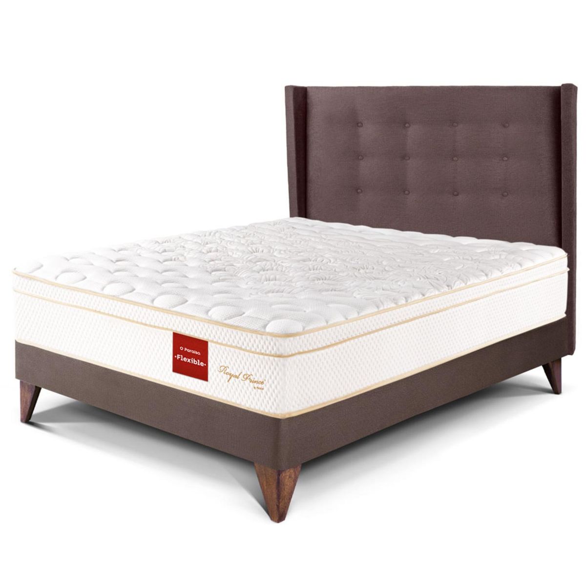 PARAISO - Dormitorio Europeo Royal Prince Flexible Gold 1.5 Plz Chocolate + 1 Almohada Viscoelástica
