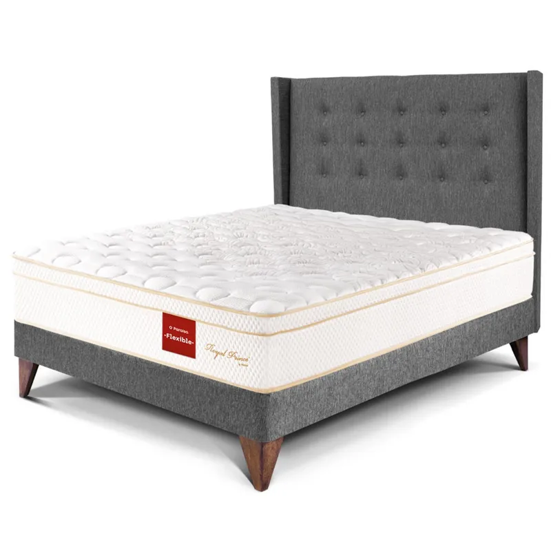 PARAISO - Dormitorio Europeo Royal Prince Flexible Gold 2 Plz + 2 Almohadas Viscoelásticas + Protector