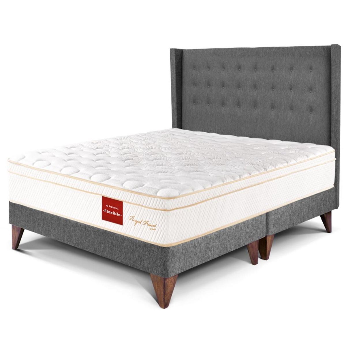 PARAISO - Dormitorio Europeo Royal Prince Flexible Gold King + 2 Almohadas Viscoelásticas + Protector