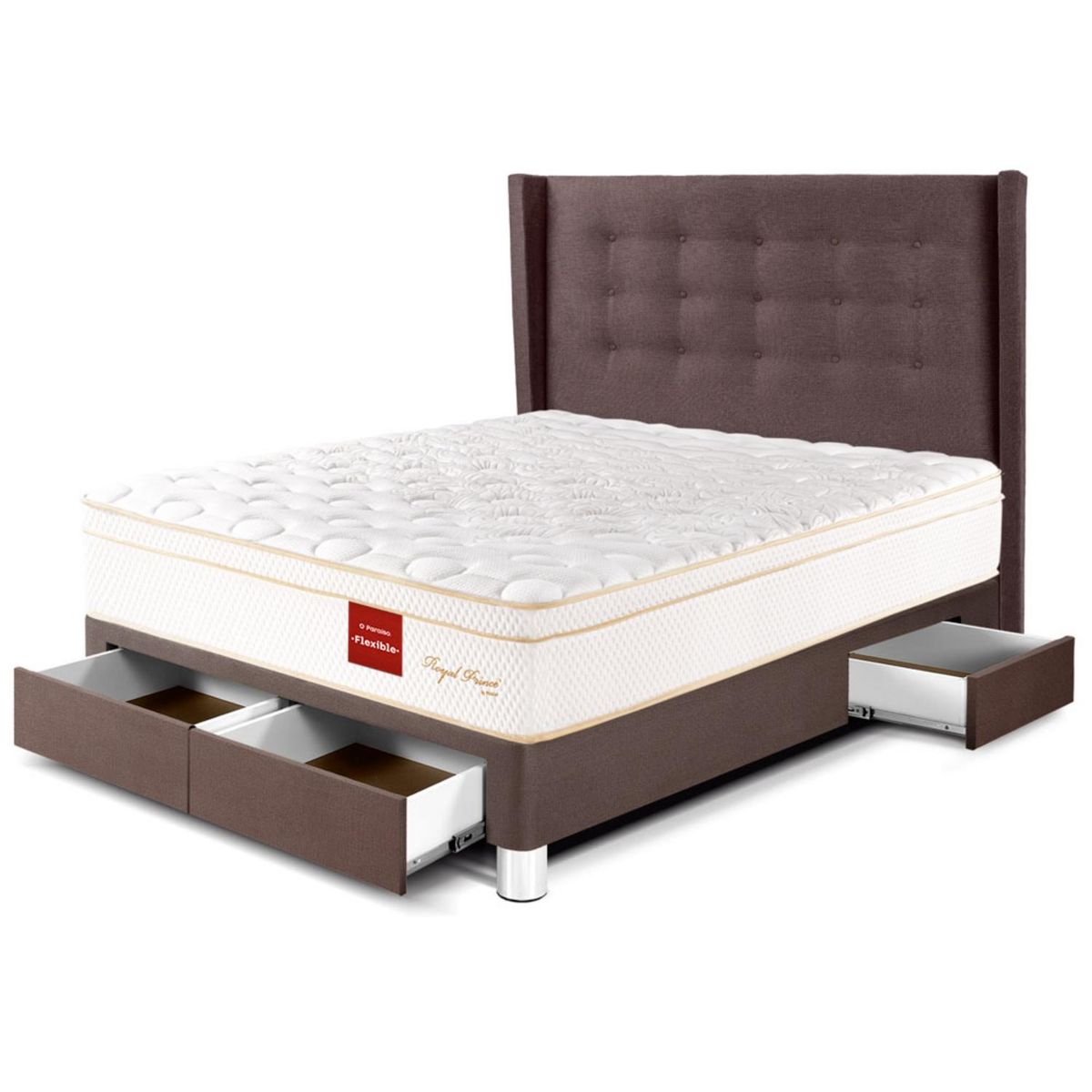 PARAISO - Dormitorio Con Cajones Royal Prince Flexible Gold 2 Plz + 2 Almohadas Viscoelásticas + Protector