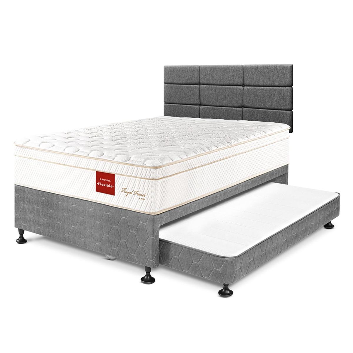 PARAISO - Dormitorio Diván Royal Prince Flexible 1.5 Plz + 1 Almohada Viscoelástica