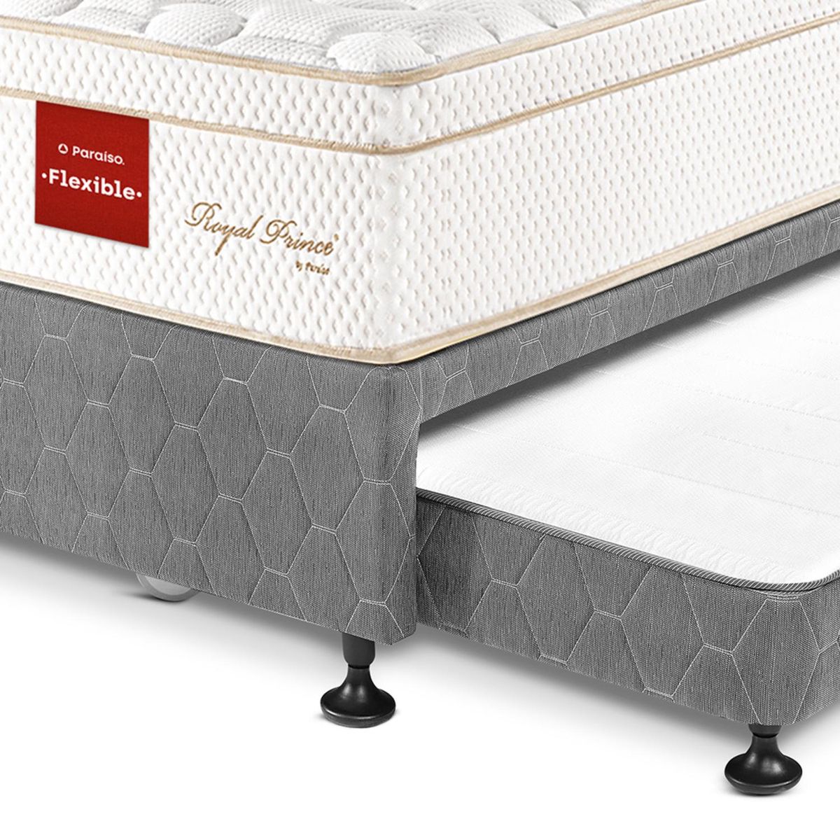 PARAISO - Dormitorio Diván Royal Prince Flexible 1.5 Plz + 1 Almohada Viscoelástica