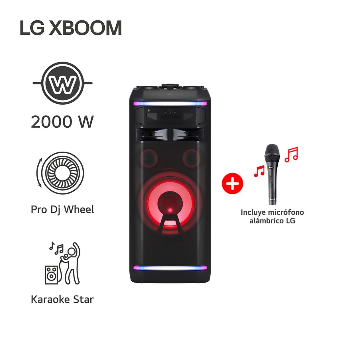 LG - Torre de sonido LG XBOOM OK99M 2000W Bluetooth Karaoke Star