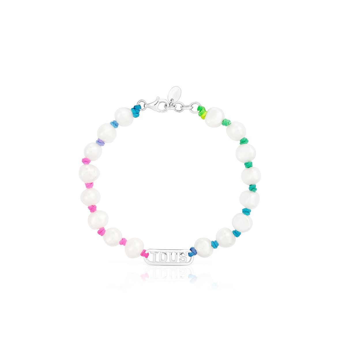 TOUS - Pulsera Plata Perla Cordon Colores