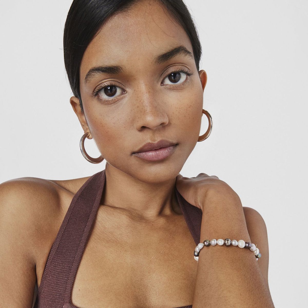 TOUS - Pulsera Perla Blanca-gris Oro Tous