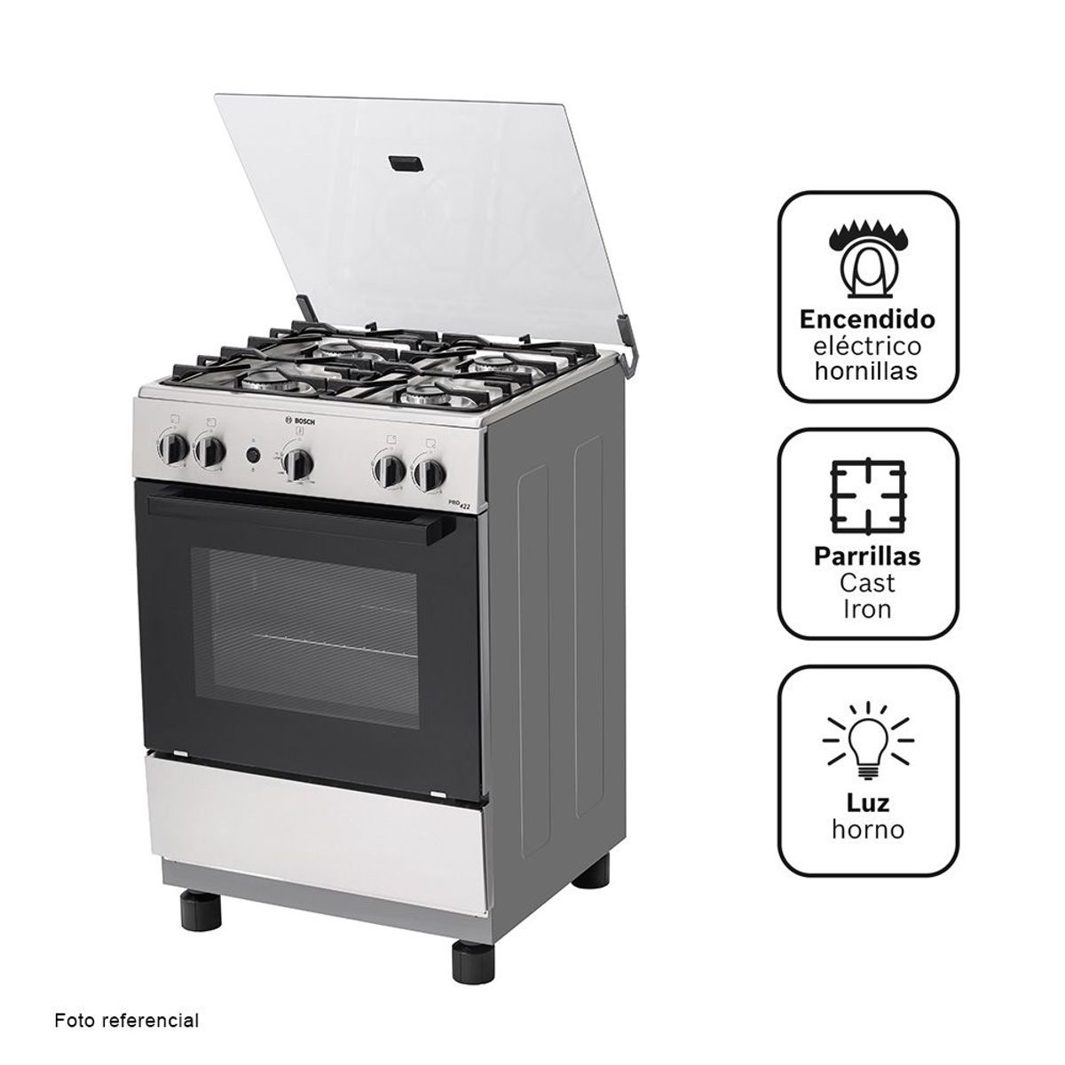 Bosch - Cocina A Gas 4 Hornillas Pro422 Max