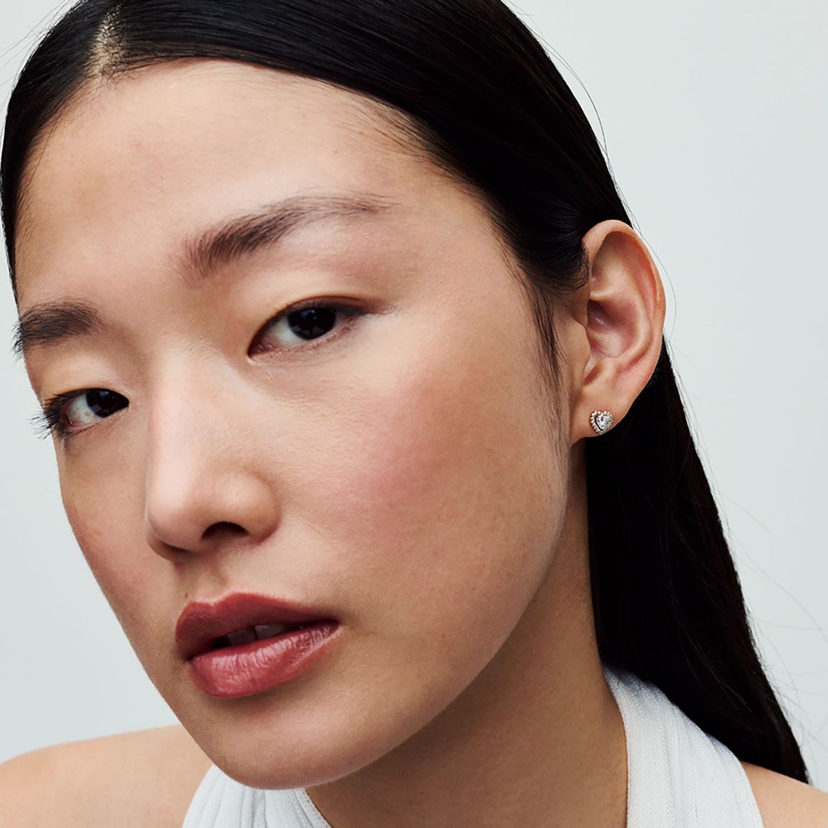 PANDORA - Aretes De Boton Corazon Elevado