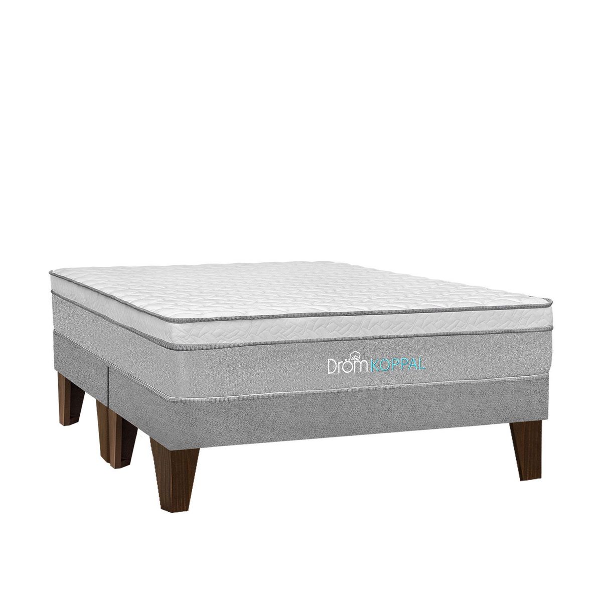 DROM - Cama Europea Koppal Queen + 2 Almohadas y Protector