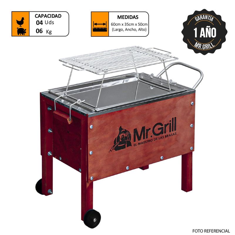 MR GRILL - Caja China Mediana Junior Galvanizada + Parrilla Varillas 