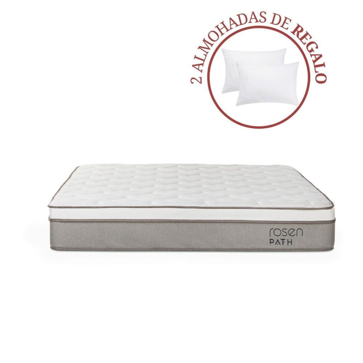 ROSEN - Colchón Path Queen + 2 Almohadas