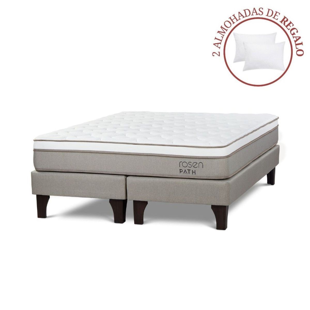 ROSEN - Cama Europea Path King + 2 Almohadas